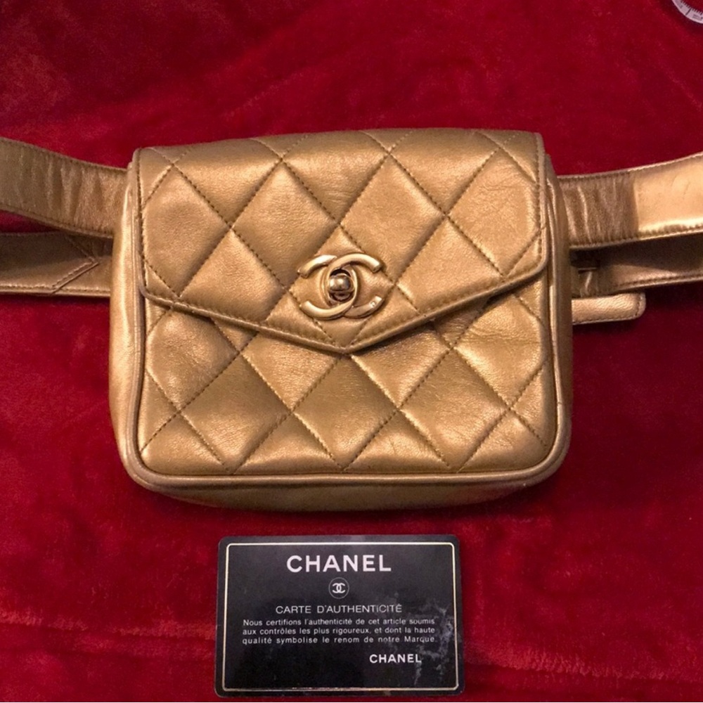 Vintage Chanel rare color gold fanny bag